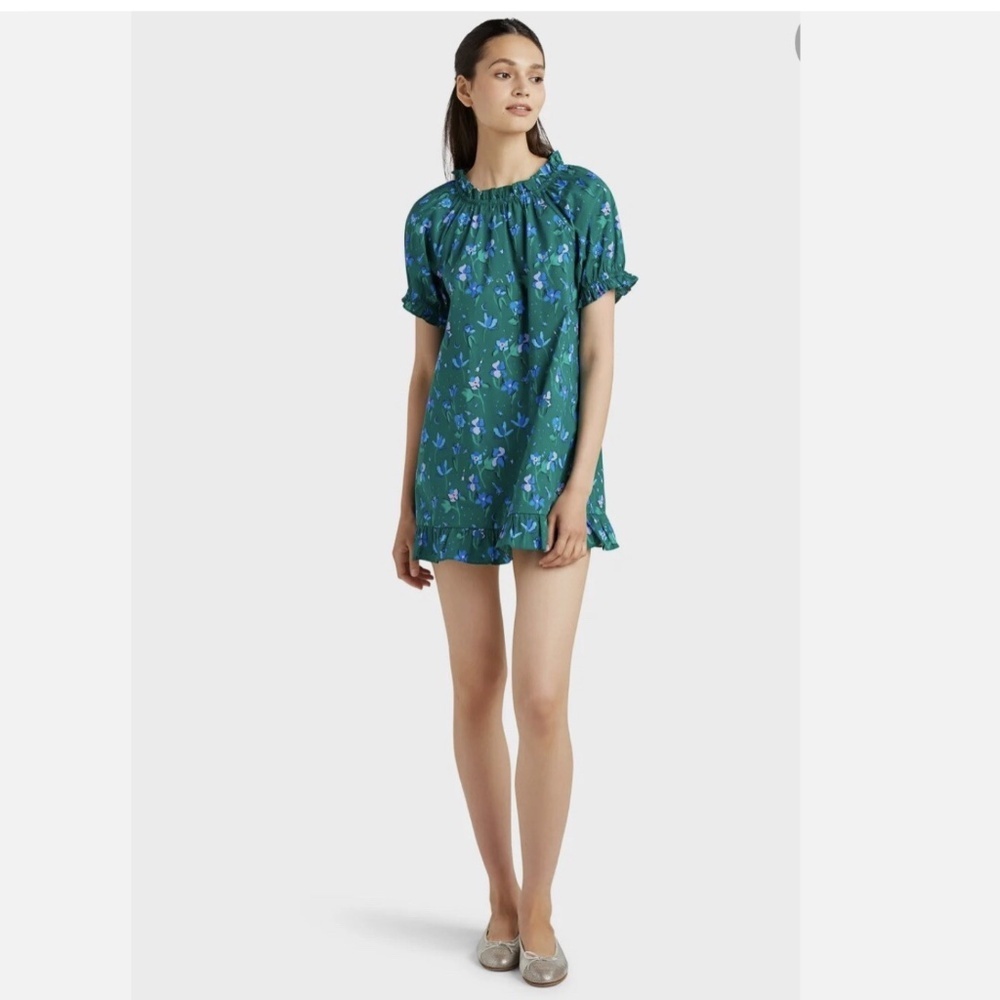Hill House Green Floral Short Dress